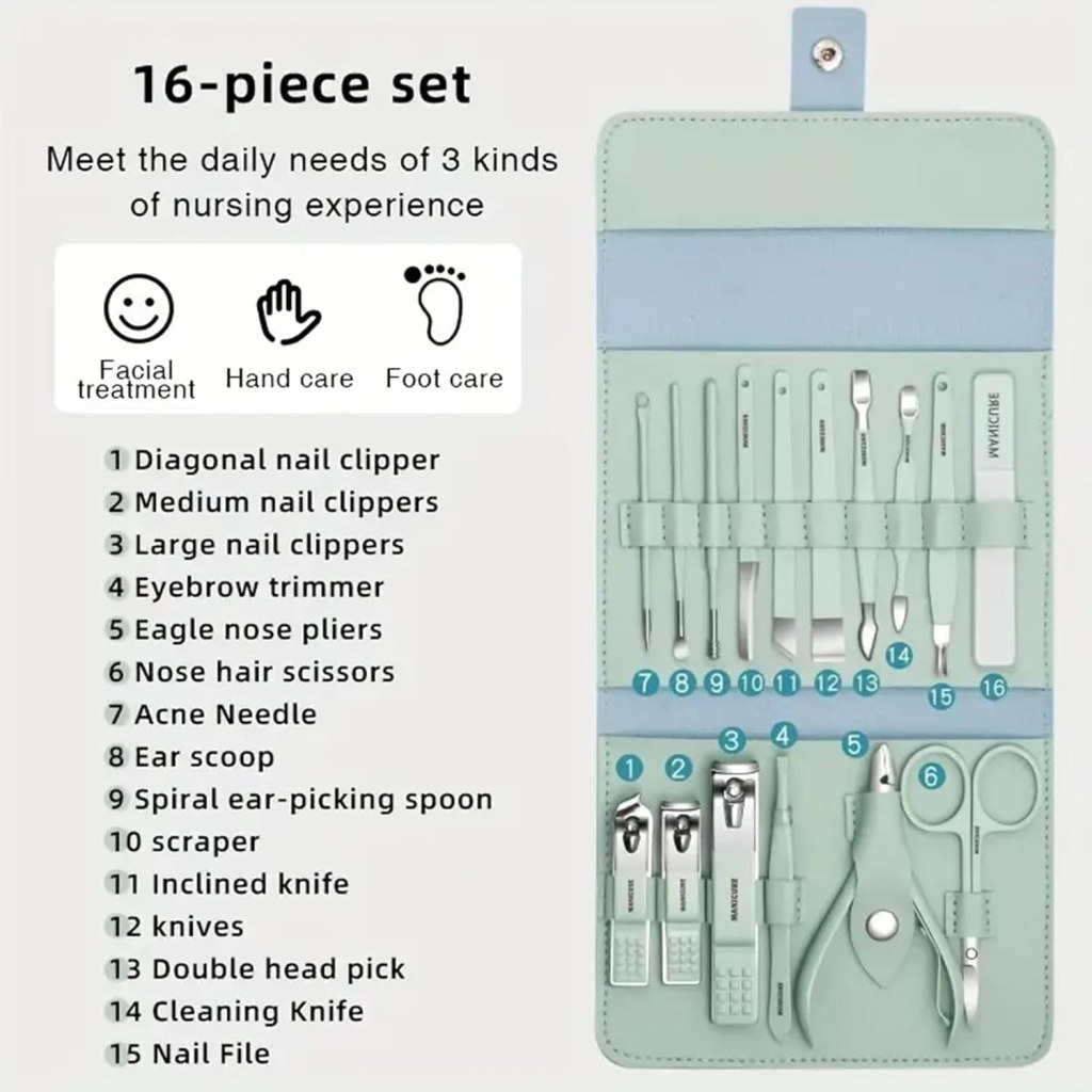 16 in 1 Manicure Set Nail Cutter Personal Care - Image 2